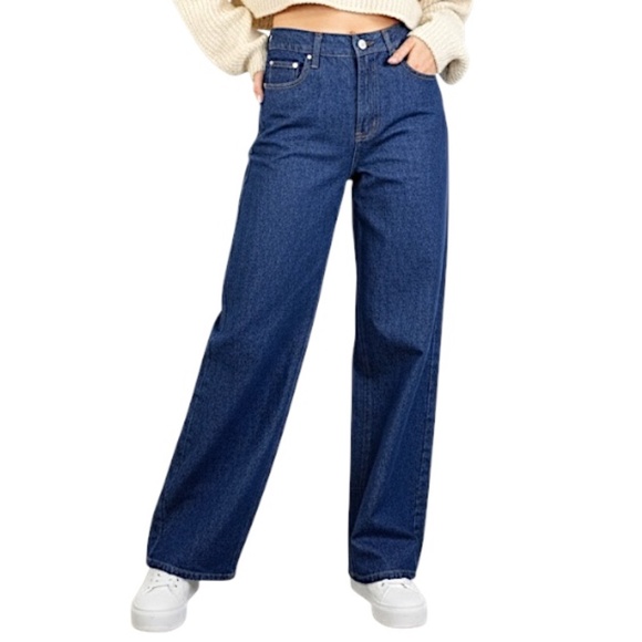Peppermayo Australia dark wash wide leg high rise baggy jeans 2 - Picture 1 of 15